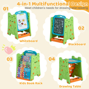 3 in 1 Art Easel for Kids with Double Sided Magnetic Board-Green view 6