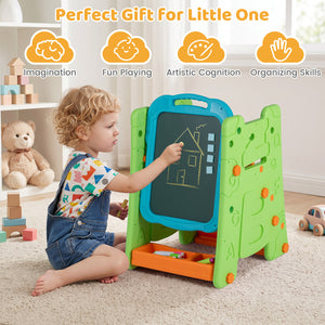 3 in 1 Art Easel for Kids with Double Sided Magnetic Board-Green view 9
