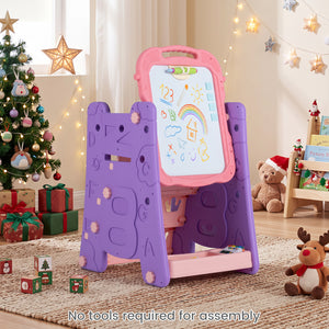 3 in 1 Art Easel for Kids with Double Sided Magnetic Board-Pink view 2