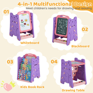 3 in 1 Art Easel for Kids with Double Sided Magnetic Board-Pink view 6