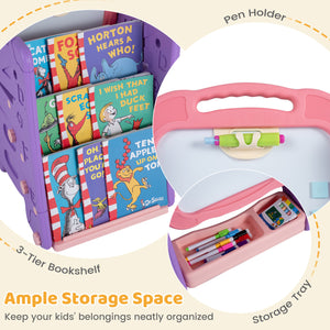3 in 1 Art Easel for Kids with Double Sided Magnetic Board-Pink view 8