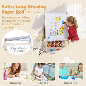 3-in-1 Art Easel for Kids with Magnetic Chalkboard and Whiteboard-Natrual view 9