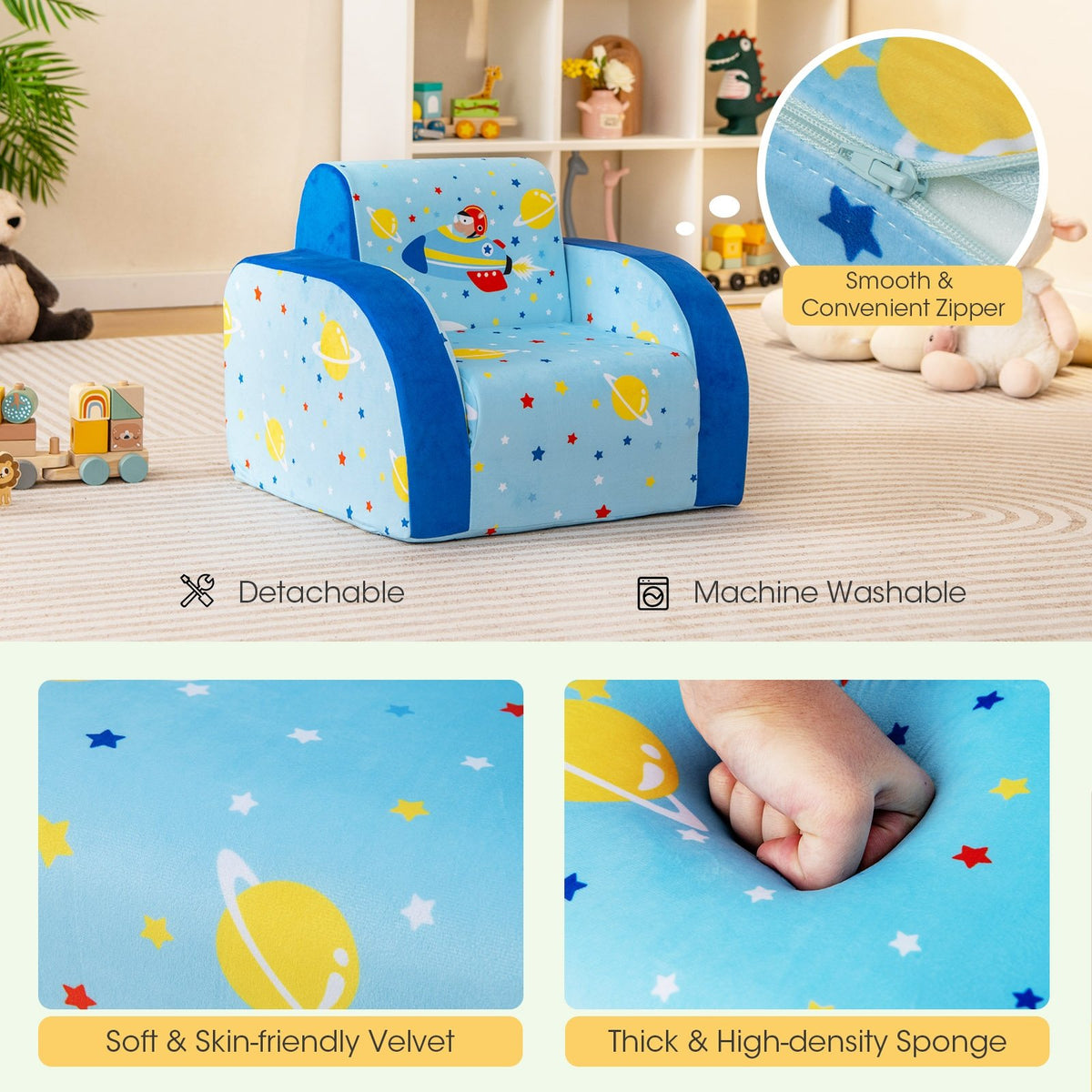 3 in 1 Convertible Flip Open Kids Sofa for Nap Play Sleep view 8