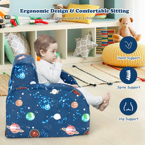 3-in-1 Convertible Kid Sofa Bed Flip-Out Chair Lounger for Toddler-Blue view 3