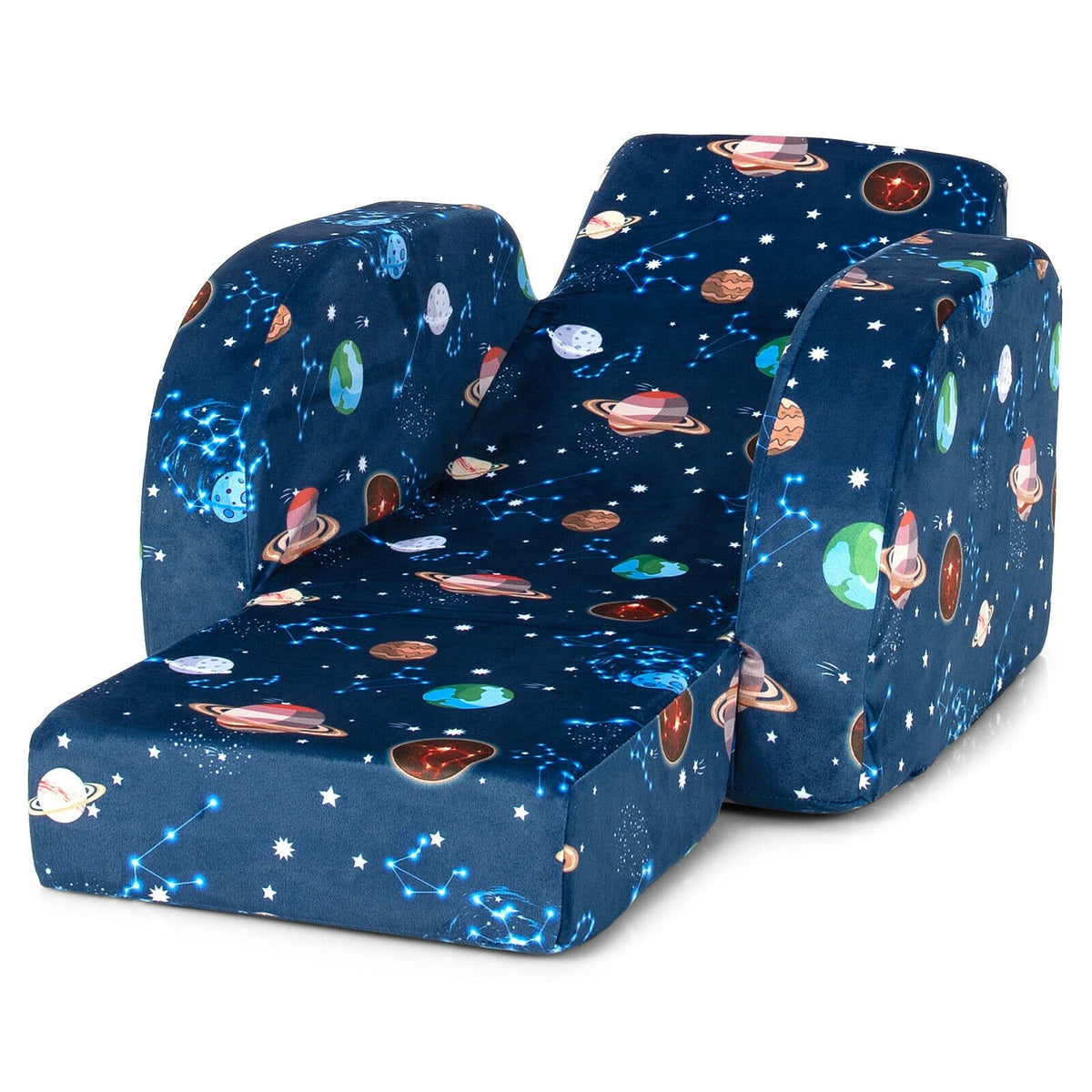 3-in-1 Convertible Kid Sofa Bed Flip-Out Chair Lounger for Toddler-Blue view 8
