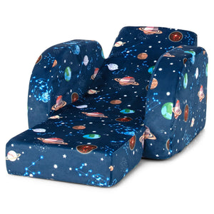3-in-1 Convertible Kid Sofa Bed Flip-Out Chair Lounger for Toddler-Blue view 8