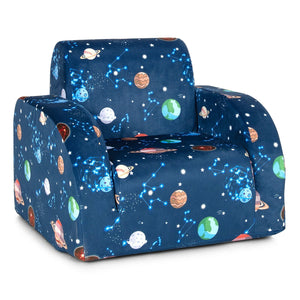 3-in-1 Convertible Kid Sofa Bed Flip-Out Chair Lounger for Toddler-Blue view 9