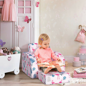 3-in-1 Convertible Kid Sofa Bed Flip-Out Chair Lounger for Toddler-Pink view 2