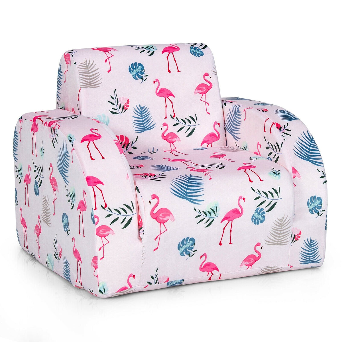 3-in-1 Convertible Kid Sofa Bed Flip-Out Chair Lounger for Toddler-Pink view 7