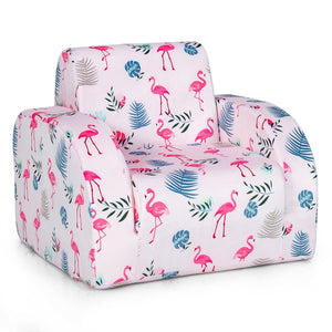 3-in-1 Convertible Kid Sofa Bed Flip-Out Chair Lounger for Toddler-Pink view 7