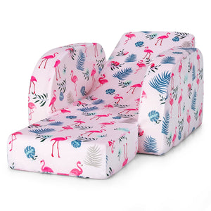 3-in-1 Convertible Kid Sofa Bed Flip-Out Chair Lounger for Toddler-Pink view 9