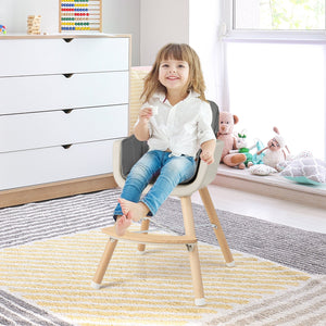 3-in-1 Convertible Wooden High Chair with Cushion-Light Gray view 3