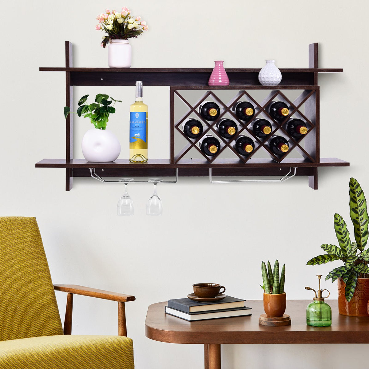 3-in-1 Dining Set: Windsor Chairs, Industrial Sideboard & Wall-Mount Wine Rack Combo view 6