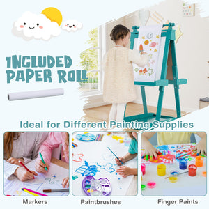3-in-1 Double-sided Art Easel with Chalkboard and Magnetic Whiteboard-Green view 8