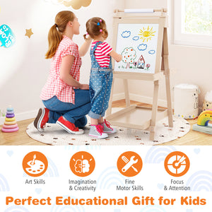 3-in-1 Double-sided Art Easel with Chalkboard and Magnetic Whiteboard-Natrual view 9