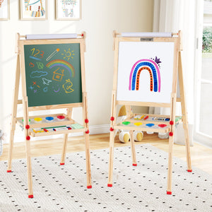 3-in-1 Double-Sided Folding Wooden Kids Art Easel with Paper Roll view 3