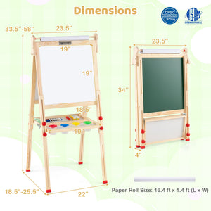 3-in-1 Double-Sided Folding Wooden Kids Art Easel with Paper Roll view 4