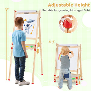 3-in-1 Double-Sided Folding Wooden Kids Art Easel with Paper Roll view 5