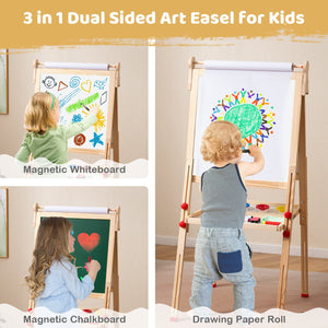 3-in-1 Double-Sided Folding Wooden Kids Art Easel with Paper Roll view 7
