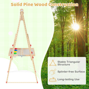 3-in-1 Double-Sided Folding Wooden Kids Art Easel with Paper Roll view 8
