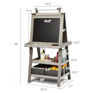 3 in 1 Double-Sided Storage Art Easel-Gray view 5