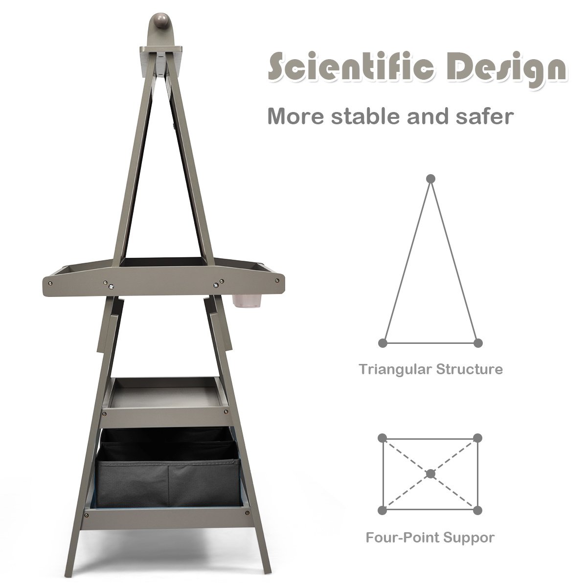 3 in 1 Double-Sided Storage Art Easel-Gray view 9