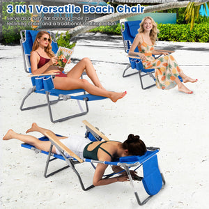 3-IN-1 Foldable Beach Chair with Footrest and Adjustable Backrest-Navy view 6