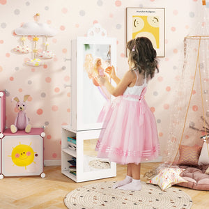 3-in-1 Freestanding Kids Jewelry Cabinet Armoire with Full Length Mirror-White view 7