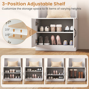 3-in-1 Hall Tree with Bench and Storage 23.5” Wide Mudroom Storage-WHite view 9