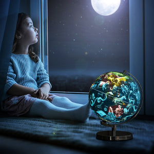 3-in-1 Illuminated World Globe with Stand and, 88 Constellations view 3