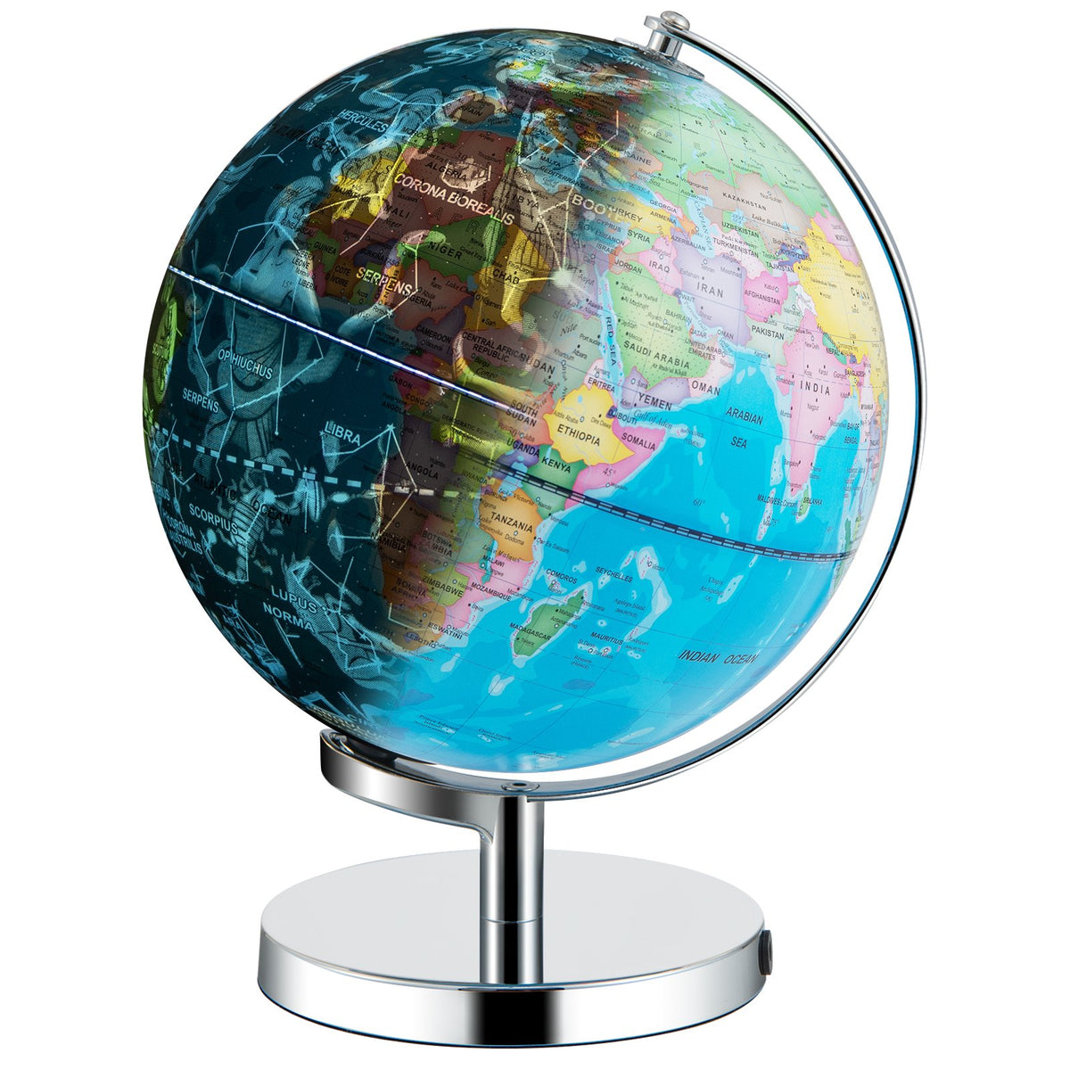 3-in-1 Illuminated World Globe with Stand and, 88 Constellations view 6