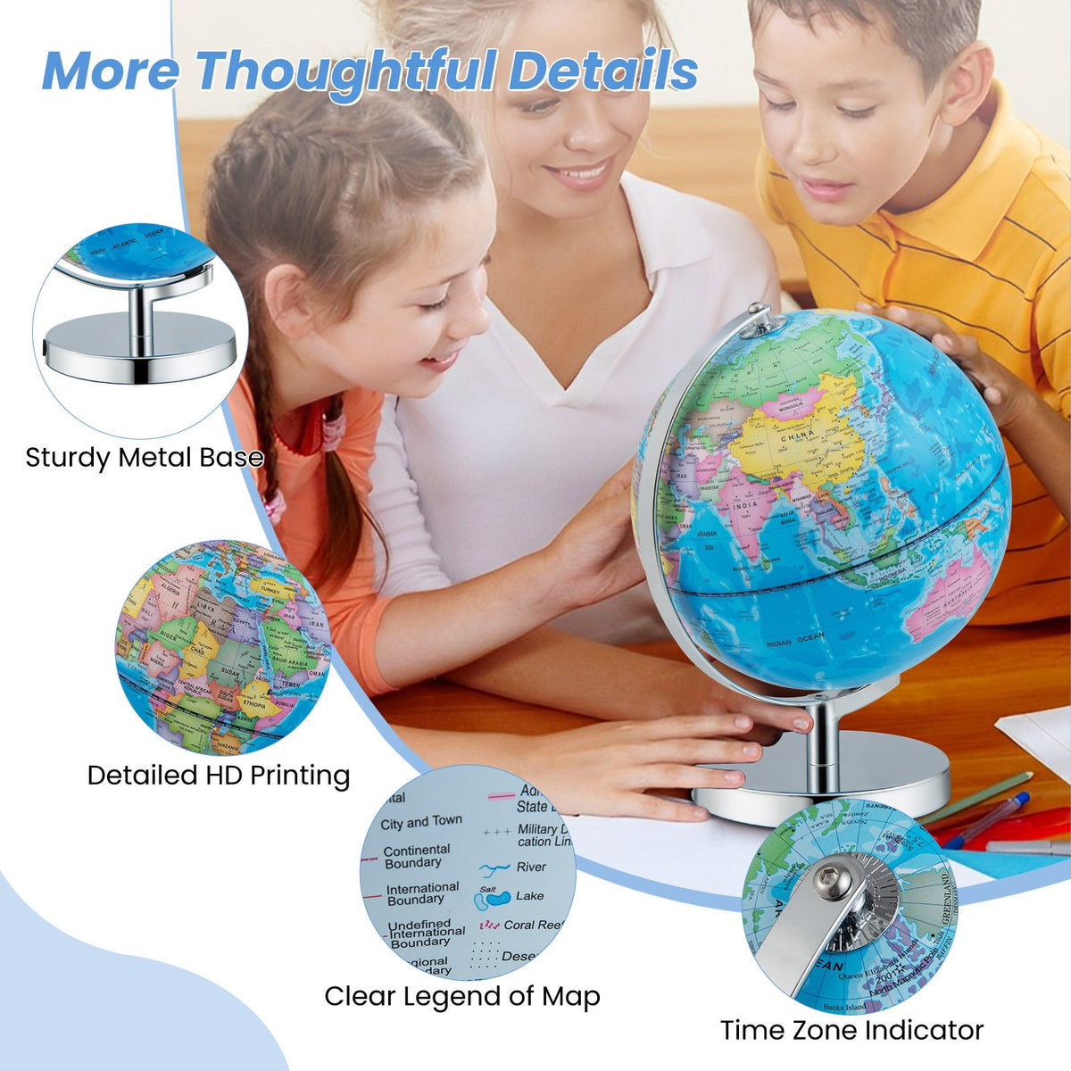 3-in-1 Illuminated World Globe with Stand and, 88 Constellations view 9