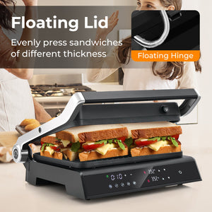3 in 1 Indoor Electric Panini Press Grill with LED Display-Black view 6
