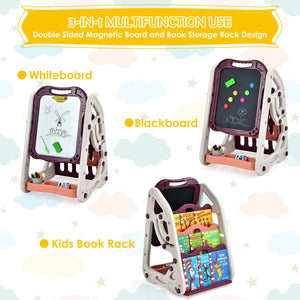 3-in-1 Kids Art Easel Double-Sided Tabletop Easel with Art Accessories-Red view 6