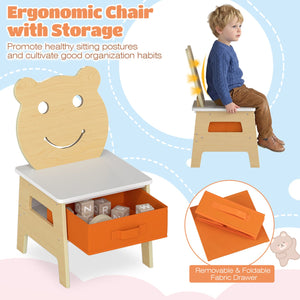 3-in-1 Kids Art Table and Chair with Storage and Reversible Whiteboard Chalkboard for Ages 3-10 Years Old-White view 7