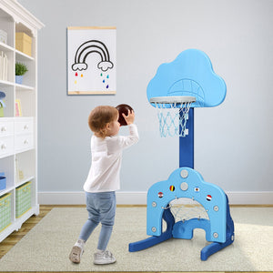 3-in-1 Kids Basketball Hoop Set with Balls-Blue view 2