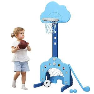3-in-1 Kids Basketball Hoop Set with Balls-Blue view 4
