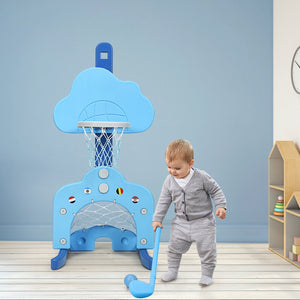 3-in-1 Kids Basketball Hoop Set with Balls-Blue view 6