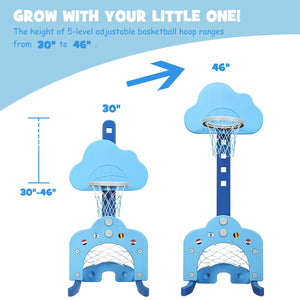 3-in-1 Kids Basketball Hoop Set with Balls-Blue view 8