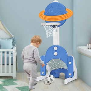 3 in 1 Kids Basketball Hoop Set with Balls-Blue view 7