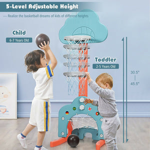 3-in-1 Kids Basketball Hoop Set with Balls-Green view 9