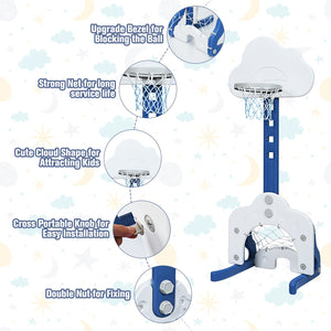 3-in-1 Kids Basketball Hoop Set with Balls-White view 7