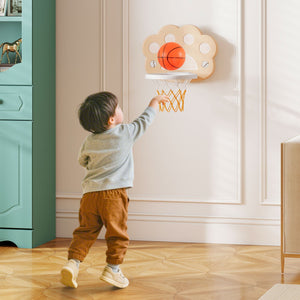 3 in 1 Kids Basketball Hoop with Basketball and Foldable Rim-Beige view 3