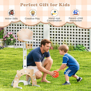 3 in 1 Kids Basketball Hoop with Basketball and Foldable Rim-Beige view 5