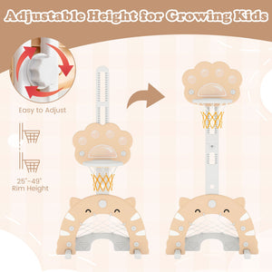 3 in 1 Kids Basketball Hoop with Basketball and Foldable Rim-Beige view 7