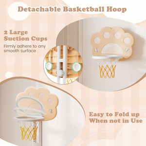 3 in 1 Kids Basketball Hoop with Basketball and Foldable Rim-Beige view 8