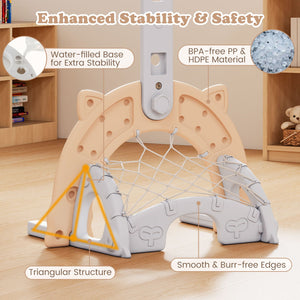 3 in 1 Kids Basketball Hoop with Basketball and Foldable Rim-Beige view 9