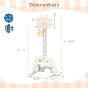 3 in 1 Kids Basketball Hoop with Basketball and Foldable Rim-Gray view 4