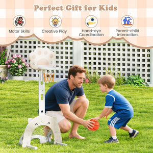 3 in 1 Kids Basketball Hoop with Basketball and Foldable Rim-Gray view 5