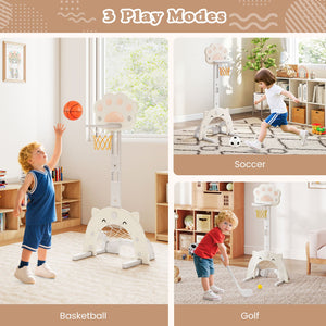 3 in 1 Kids Basketball Hoop with Basketball and Foldable Rim-Gray view 6